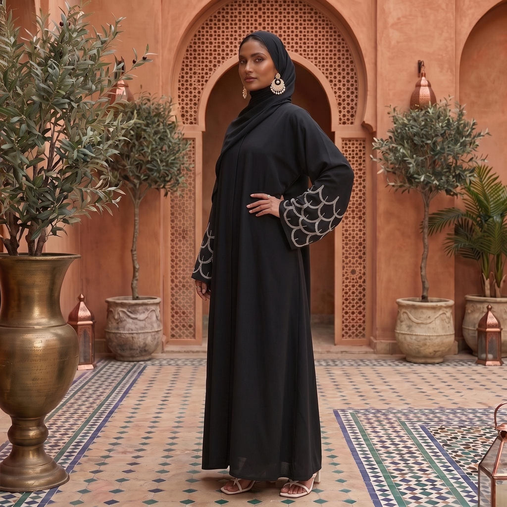 Dubai Modest Abaya Dress – Open Front Arabic Cardigan, Eid Kaftan Robe