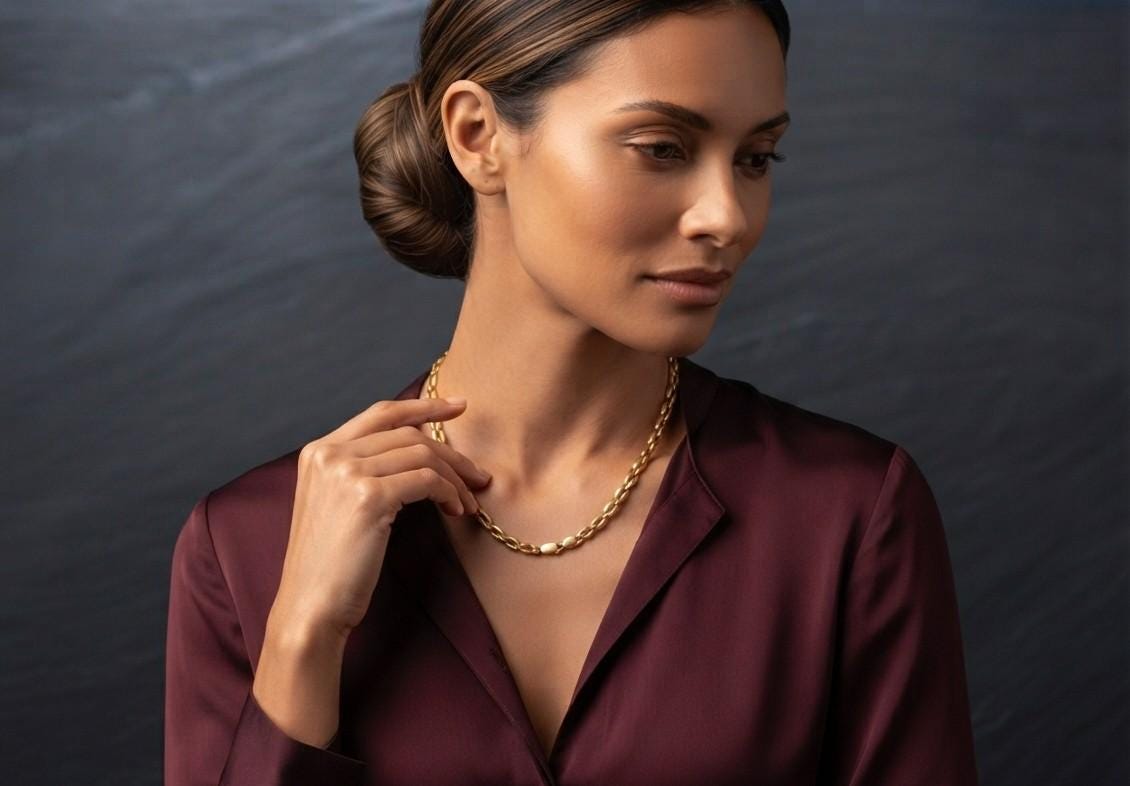 18K Gold-Plated Hiphop Link Chain Necklace: Classic Trendy Statement Choker