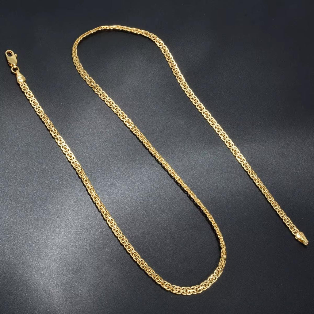 18K Gold Plated Rope Chain Necklace: Unisex Byzantine Style Choker (5mm)