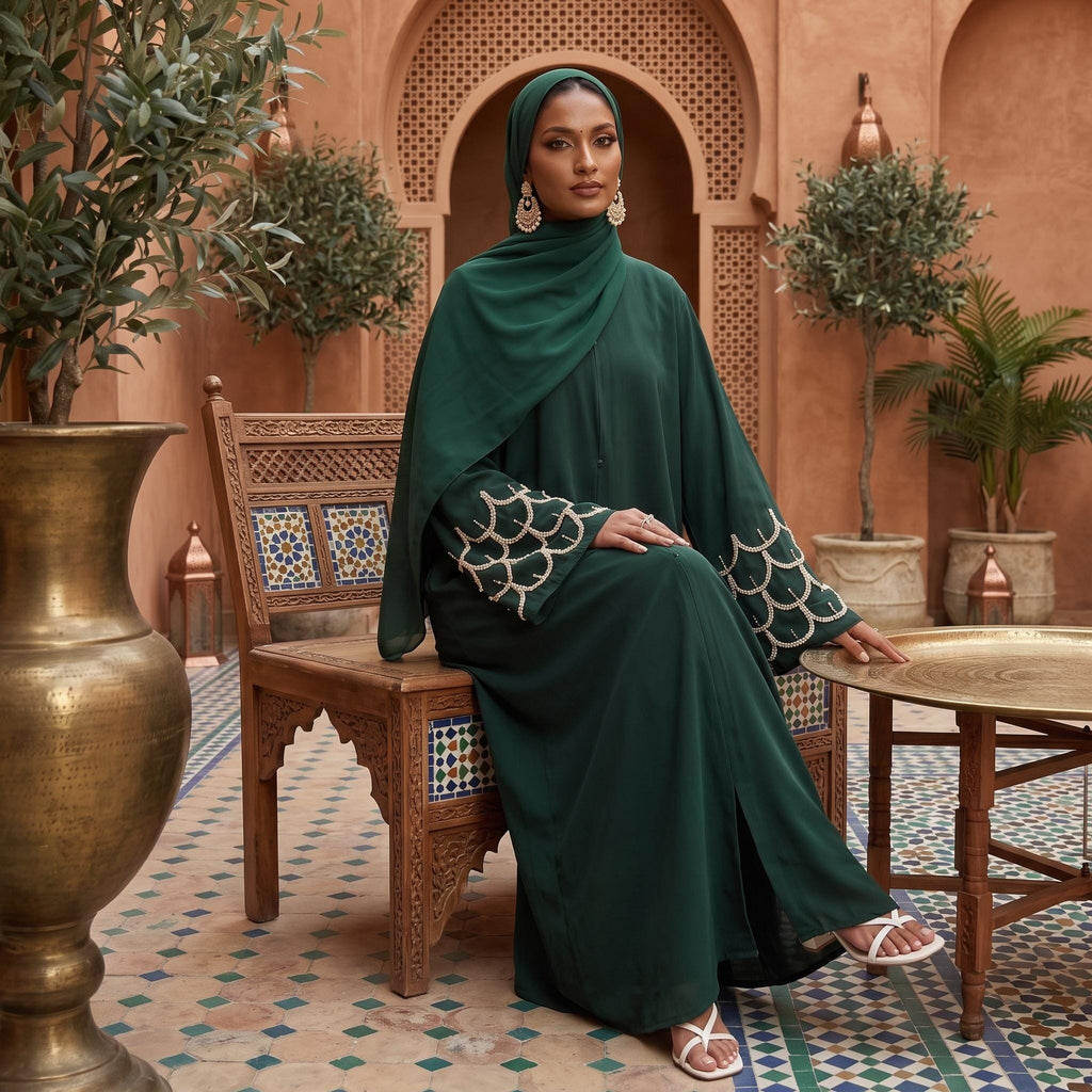Dubai Modest Abaya Dress – Open Front Arabic Cardigan, Eid Kaftan Robe