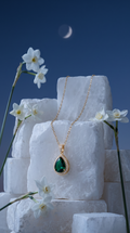 Elegant Emerald Green Zirconia Teardrop Necklace – Gold Plated Necklace for Women