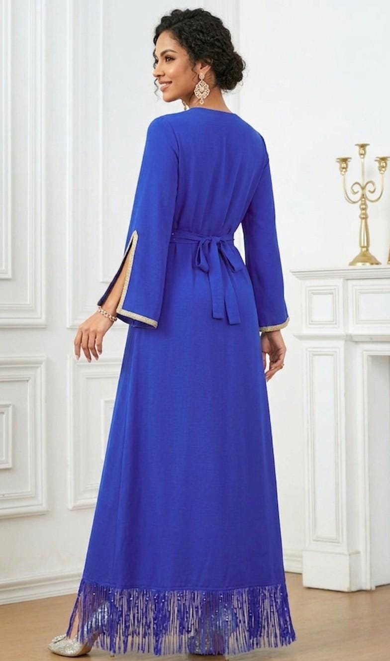 Handmade Moroccan Embroidered Kaftan Dress – Beaded Long Sleeve Ethnic Party Abaya