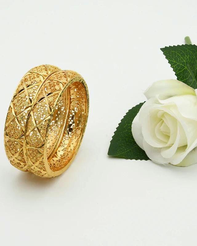 Dubai 24K Gold Color Hand Bracelet & Bangles | Luxury African Designer Charm Jewelry for Women