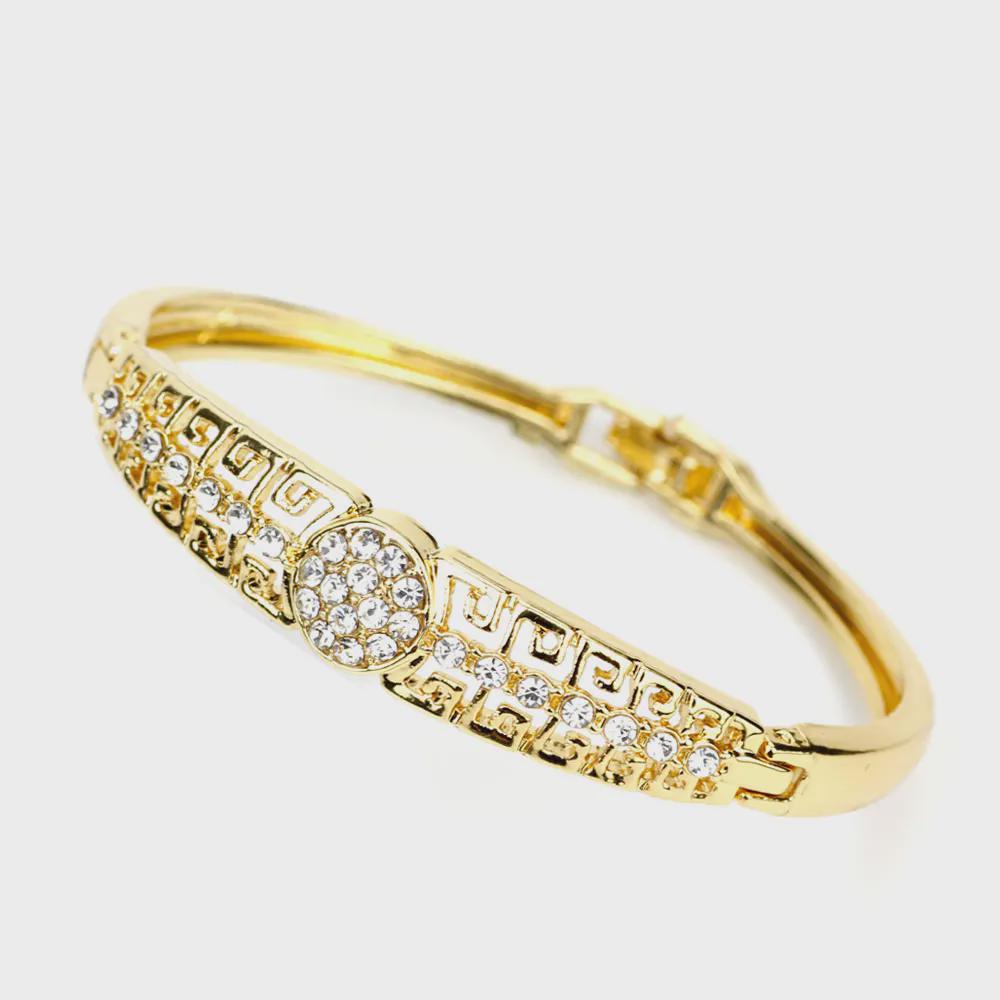 Gold Color Arabic Crystal Bangle Bracelet Set – Dubai Moroccan Bridal Jewelry