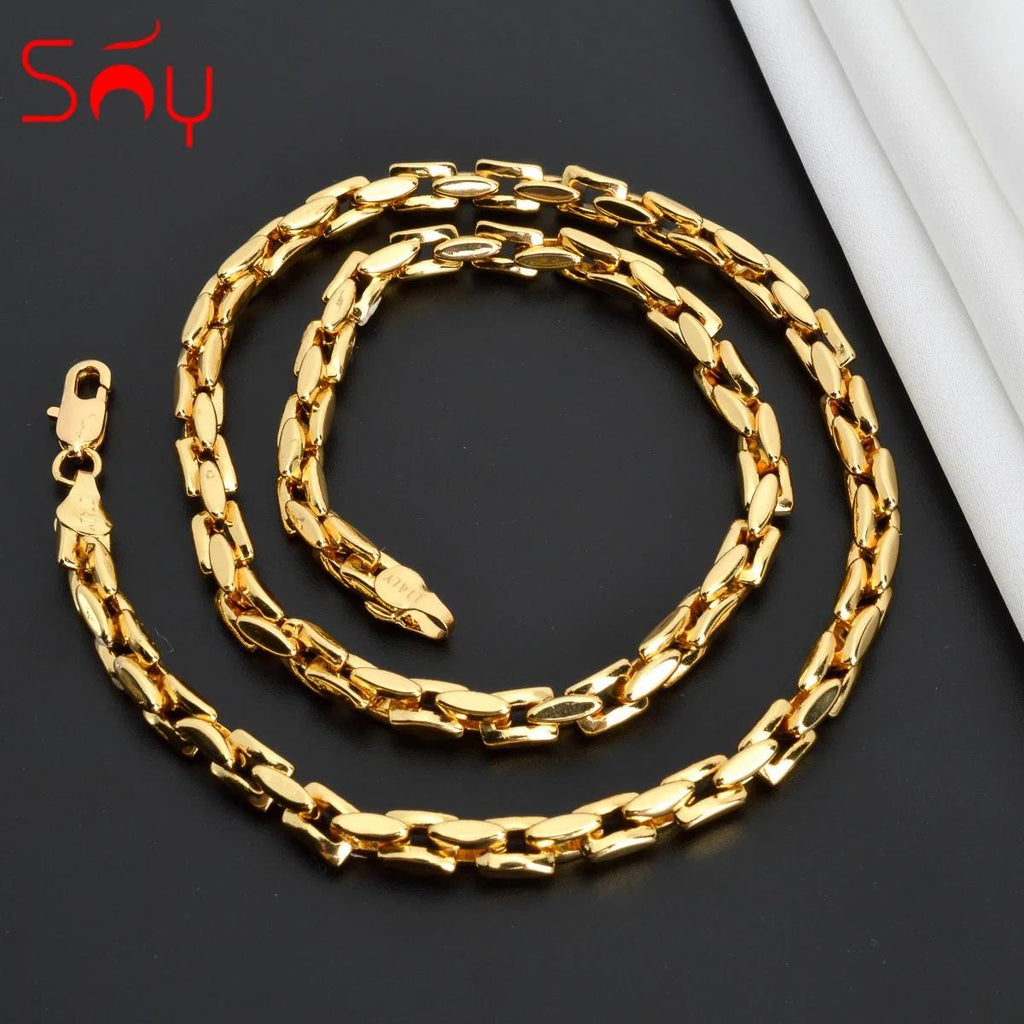 18K Gold-Plated Hiphop Link Chain Necklace: Classic Trendy Statement Choker