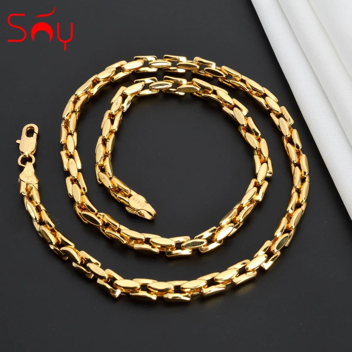 18K Gold-Plated Hiphop Link Chain Necklace: Classic Trendy Statement Choker