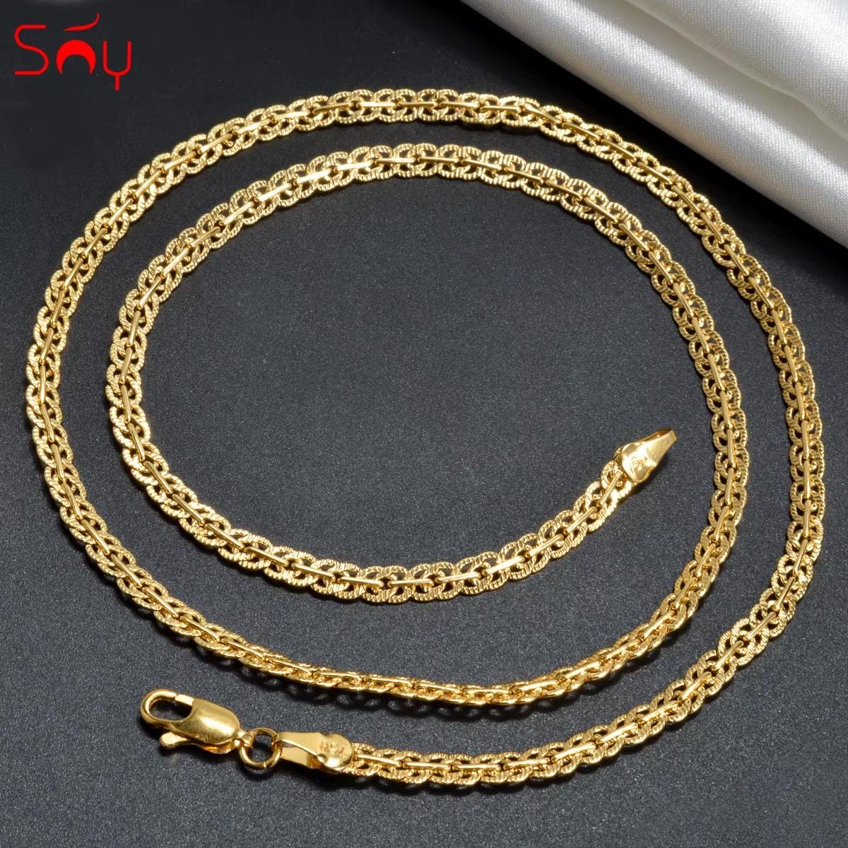 18K Gold Plated Rope Chain Necklace: Unisex Byzantine Style Choker (5mm)