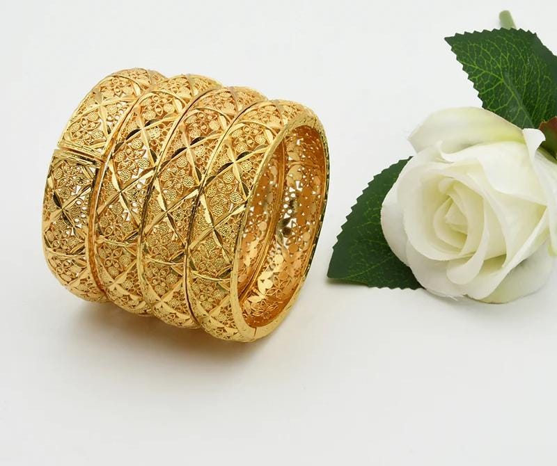 Dubai 24K Gold Color Hand Bracelet & Bangles | Luxury African Designer Charm Jewelry for Women