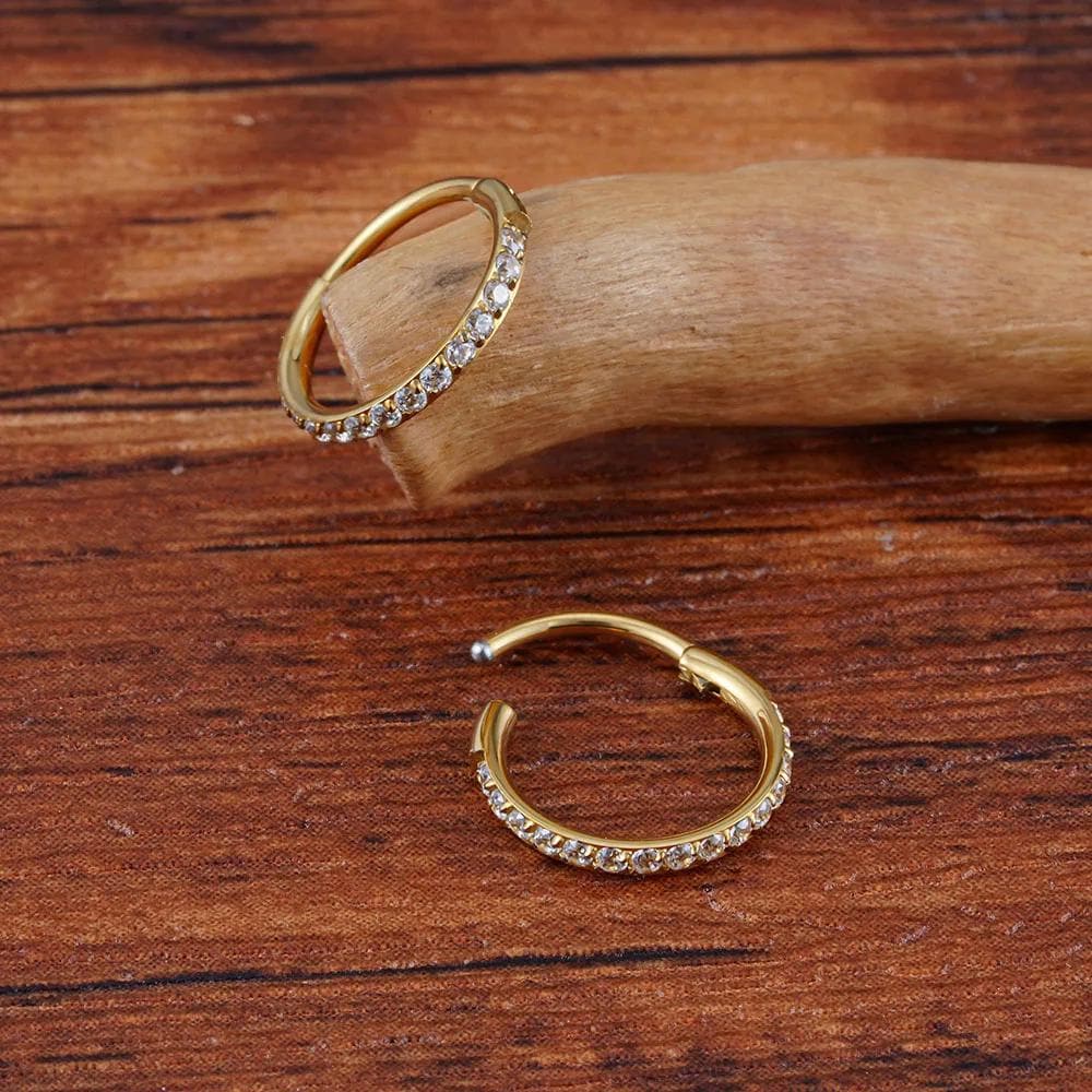 16G Titanium CZ Slim Huggie Hoop | Implant Grade Cartilage Helix Piercing Ring