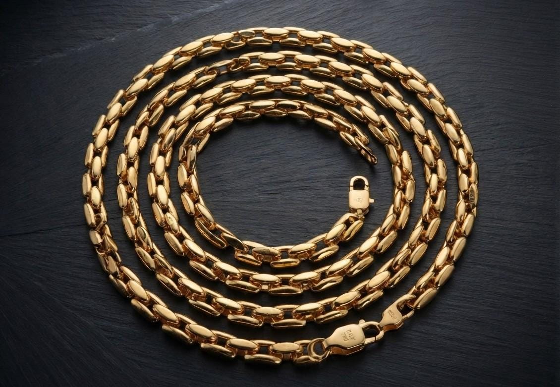 18K Gold-Plated Hiphop Link Chain Necklace: Classic Trendy Statement Choker