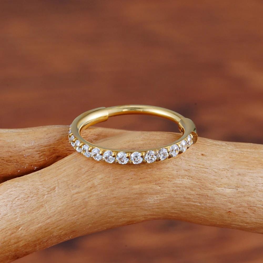 16G Titanium CZ Slim Huggie Hoop | Implant Grade Cartilage Helix Piercing Ring