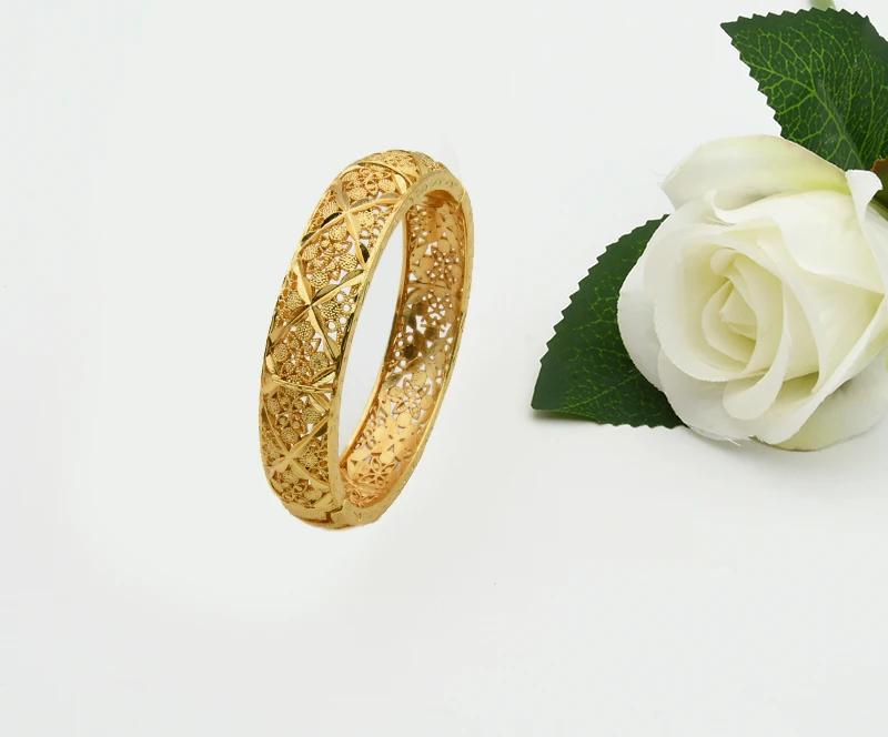 Dubai 24K Gold Color Hand Bracelet & Bangles | Luxury African Designer Charm Jewelry for Women