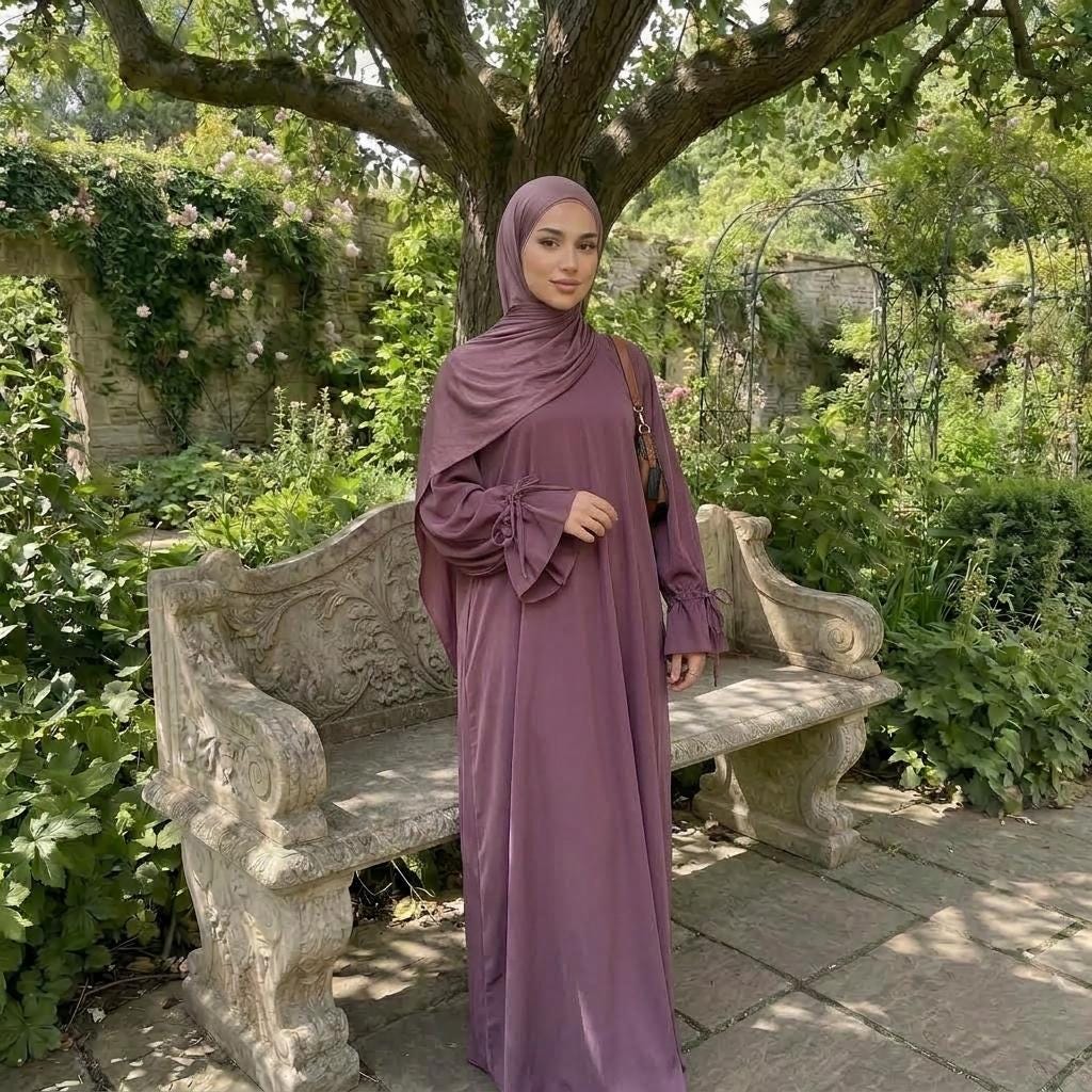 Women's Elegant Plain Abaya: Modest Dubai Solid Robe