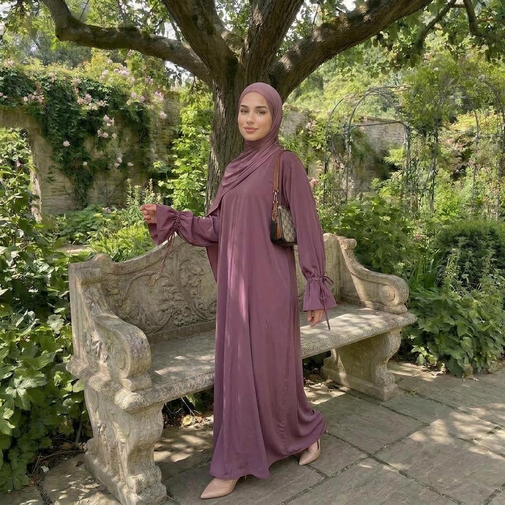 Women's Elegant Plain Abaya: Modest Dubai Solid Robe
