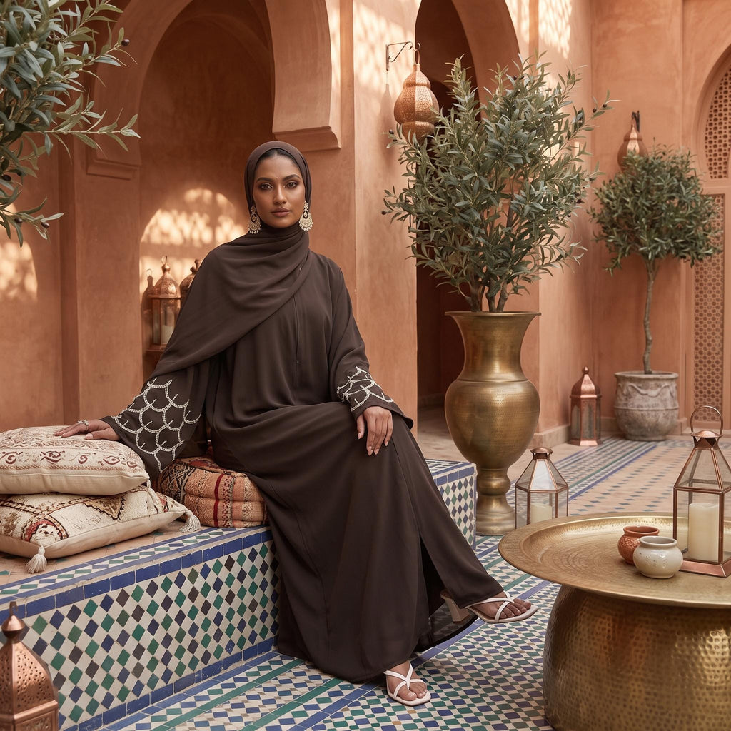 Dubai Modest Abaya Dress – Open Front Arabic Cardigan, Eid Kaftan Robe