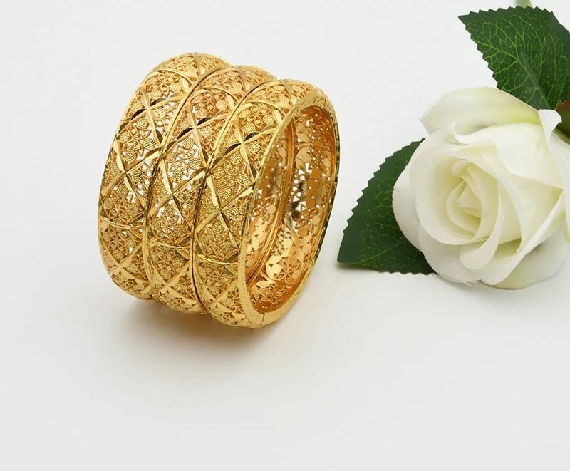 Dubai 24K Gold Color Hand Bracelet & Bangles | Luxury African Designer Charm Jewelry for Women