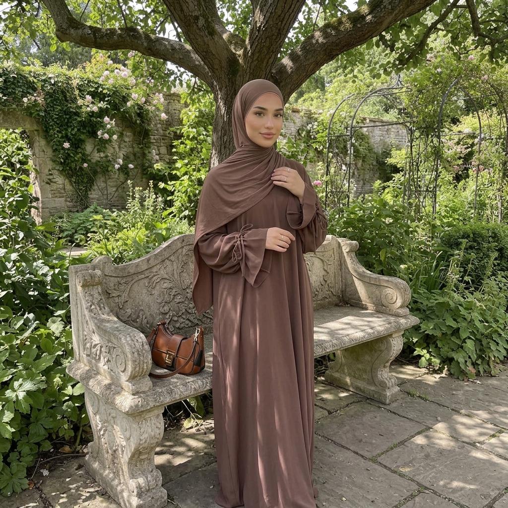 Women's Elegant Plain Abaya: Modest Dubai Solid Robe