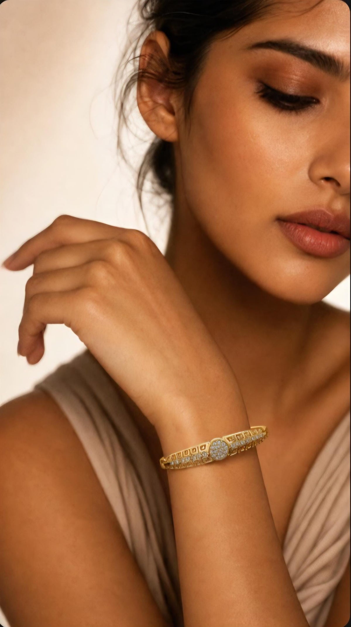 Gold Color Arabic Crystal Bangle Bracelet Set – Dubai Moroccan Bridal Jewelry