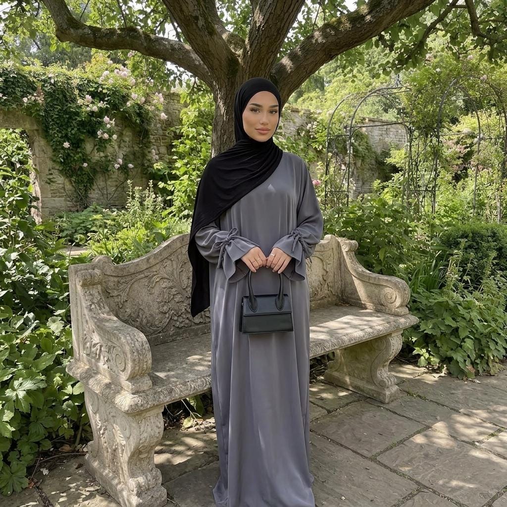 Women's Elegant Plain Abaya: Modest Dubai Solid Robe