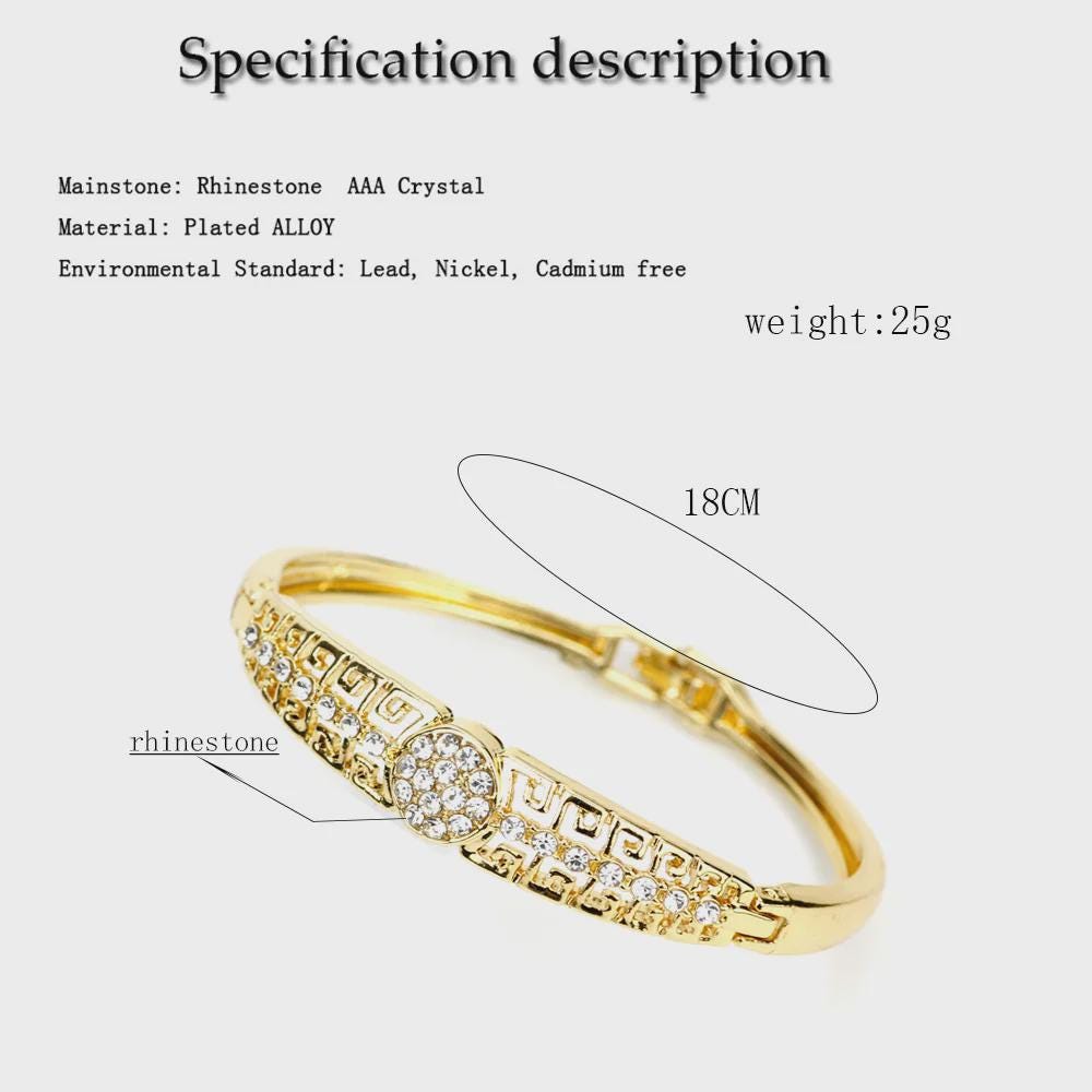 Gold Color Arabic Crystal Bangle Bracelet Set – Dubai Moroccan Bridal Jewelry