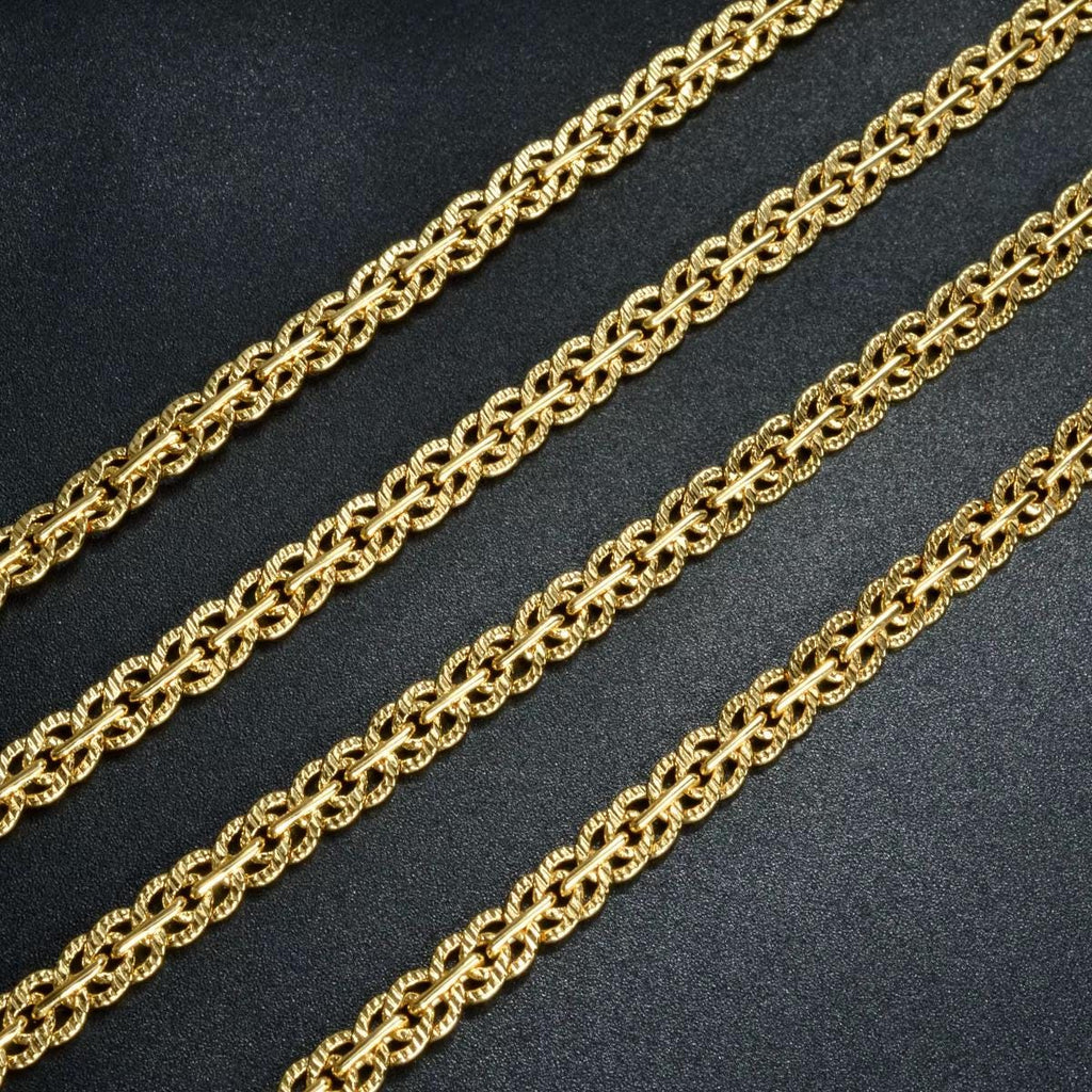 18K Gold Plated Rope Chain Necklace: Unisex Byzantine Style Choker (5mm)