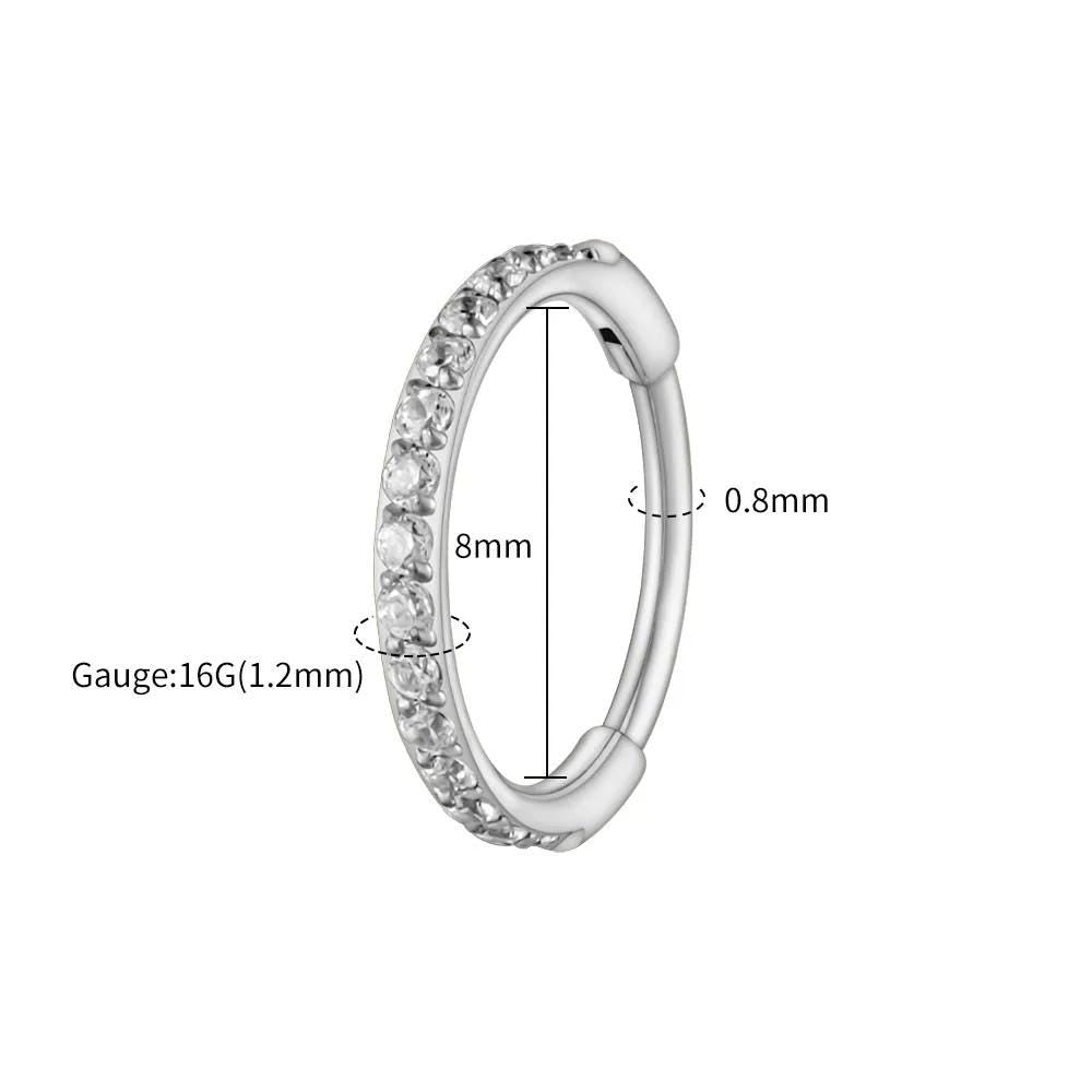 16G Titanium CZ Slim Huggie Hoop | Implant Grade Cartilage Helix Piercing Ring
