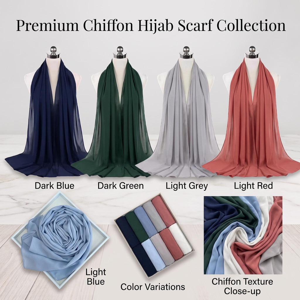 Women's Solid Chiffon Instant Hijab – Ready-to-Wear Muslim Wrap & Headscarf