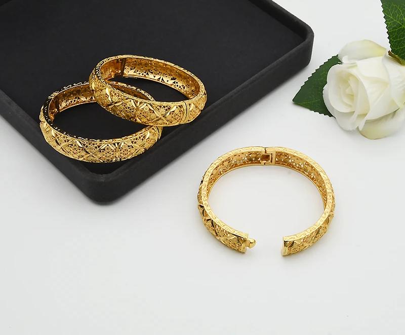 Dubai 24K Gold Color Hand Bracelet & Bangles | Luxury African Designer Charm Jewelry for Women