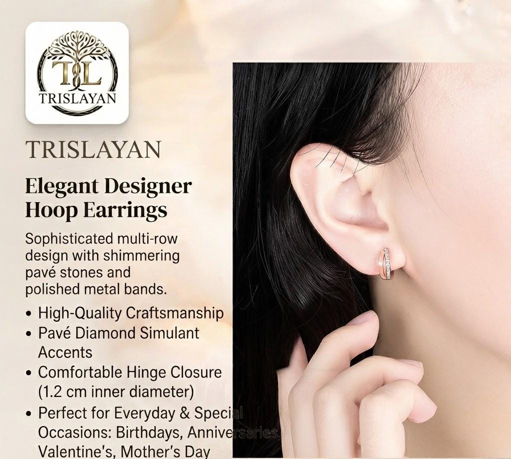 Crystal Huggie Hoop Double Layer Earrings 925 Sterling Silver Women Jewellery UK