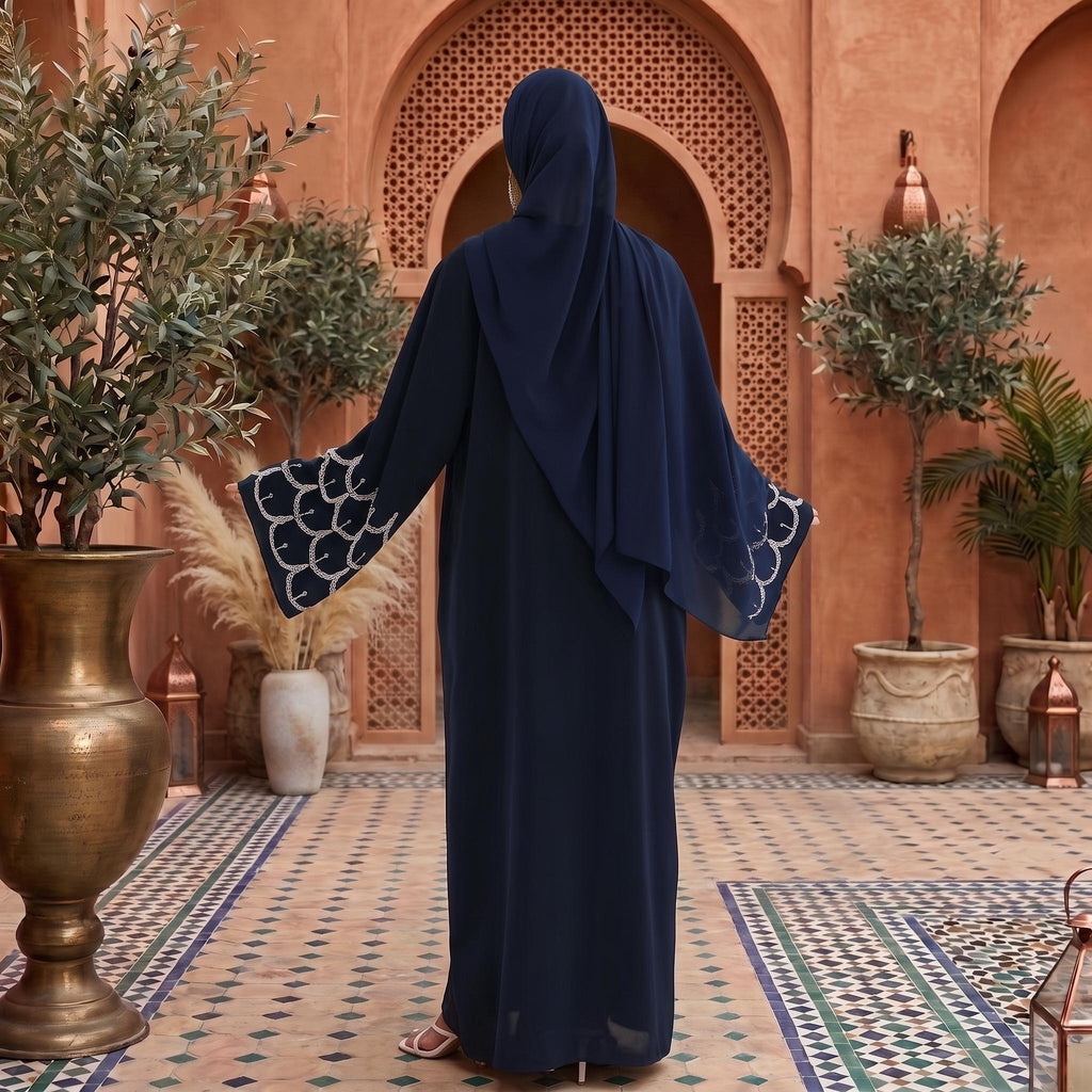 Dubai Modest Abaya Dress – Open Front Arabic Cardigan, Eid Kaftan Robe