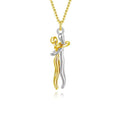 Hugging Couple Pendant Necklace | Romantic Silver and Gold Tone Chain