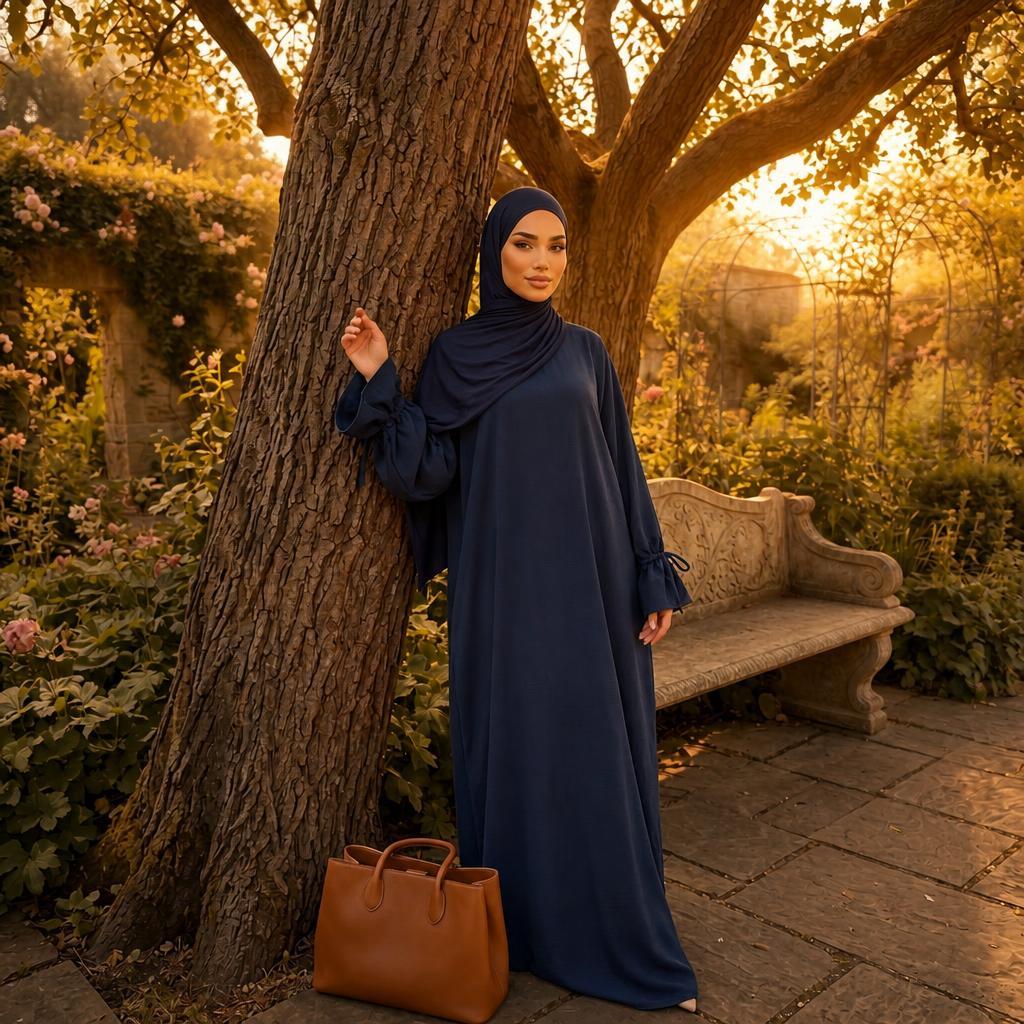 Women's Elegant Plain Abaya: Modest Dubai Solid Robe