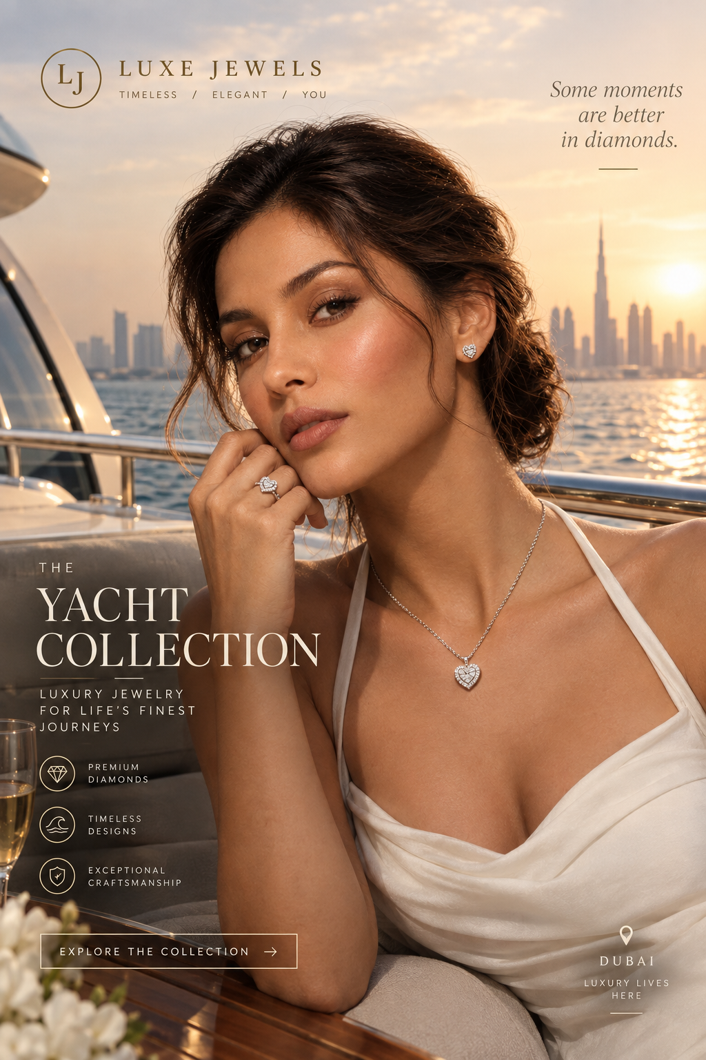 Silver Heart Zircon Jewelry Set – Necklace, Earrings & Ring for Women