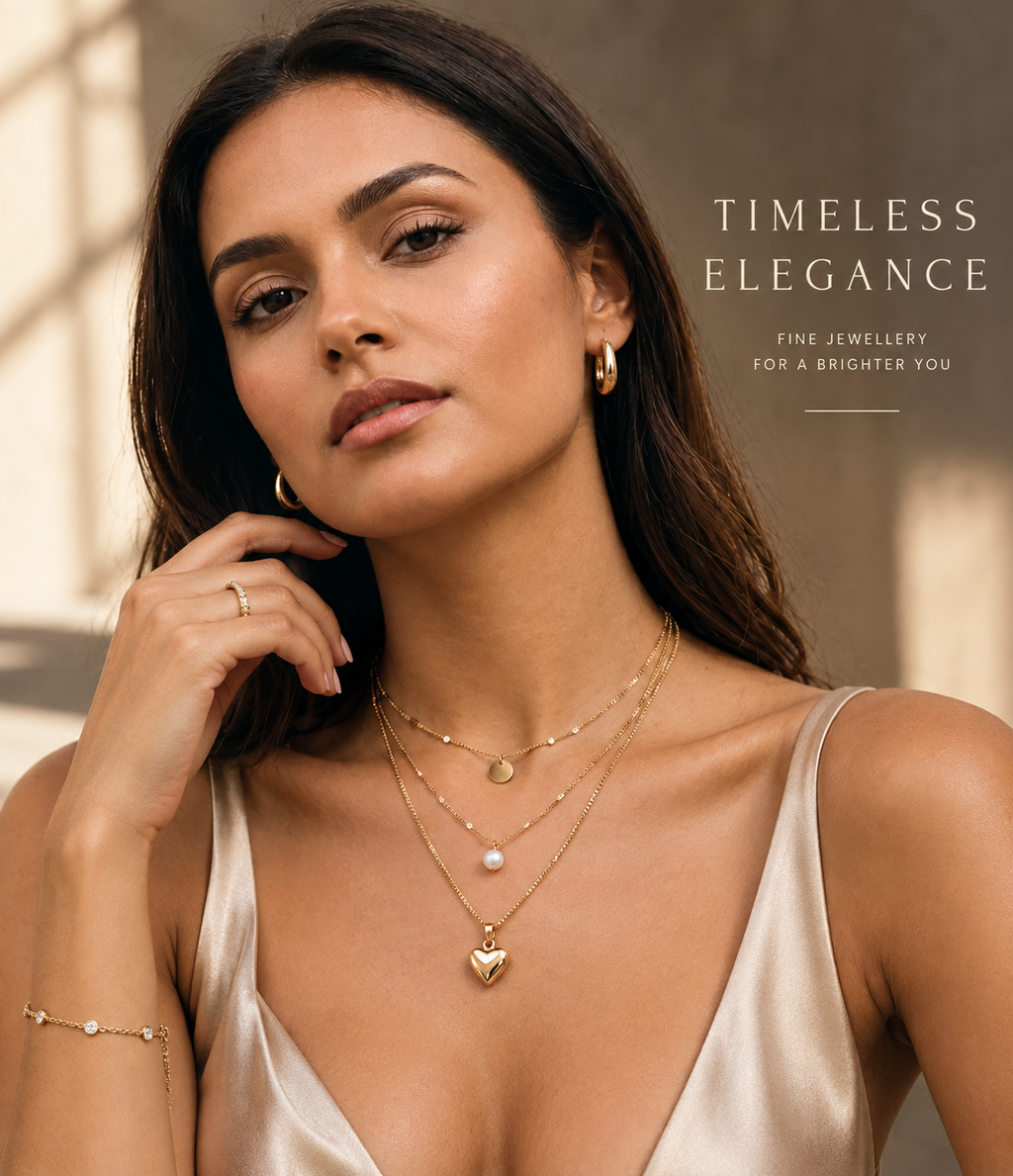 TrisLayan - Layered Gold Alloy Coin and Heart Pendant Necklace for Women